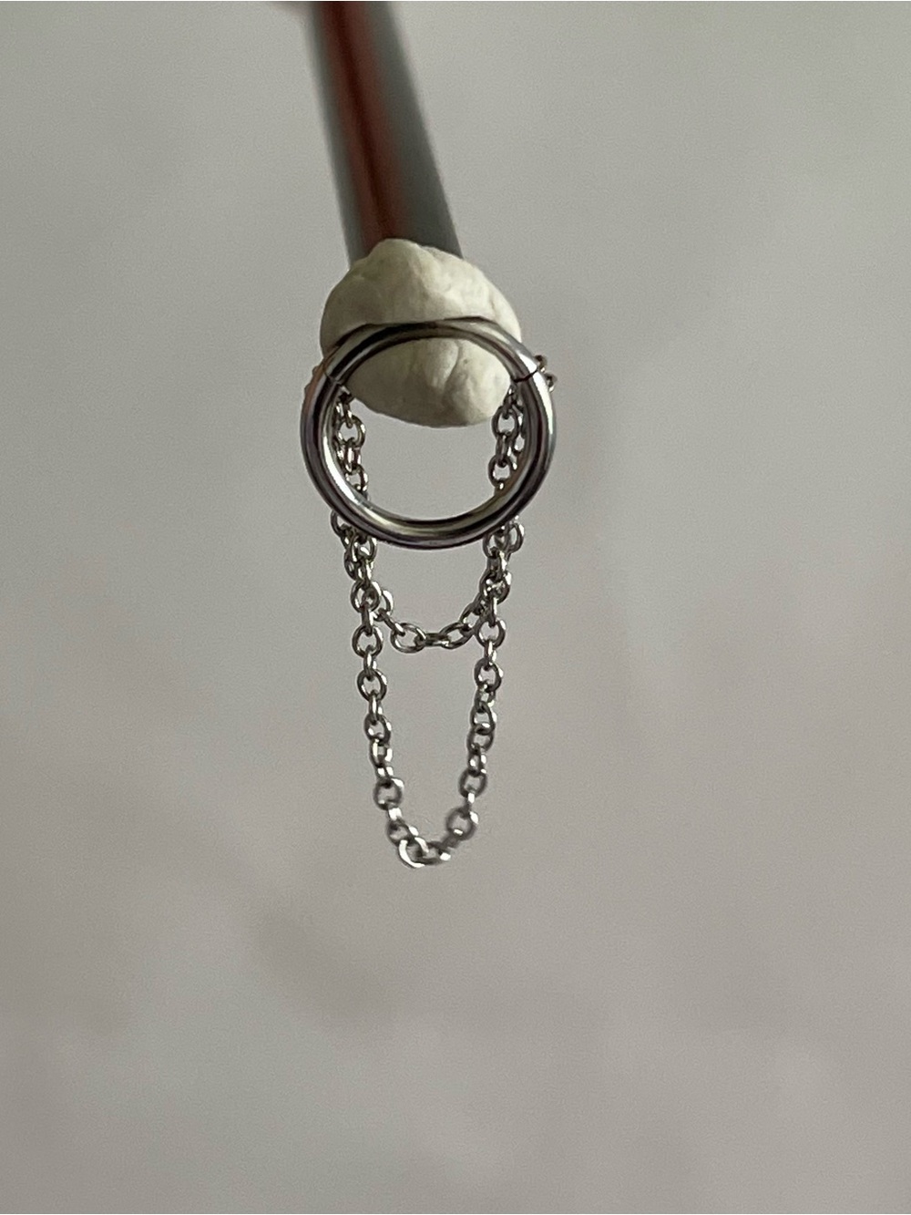 Steel Seam Hinged Clicker Hoop With Double-Chain Detail Piercing Jewelry